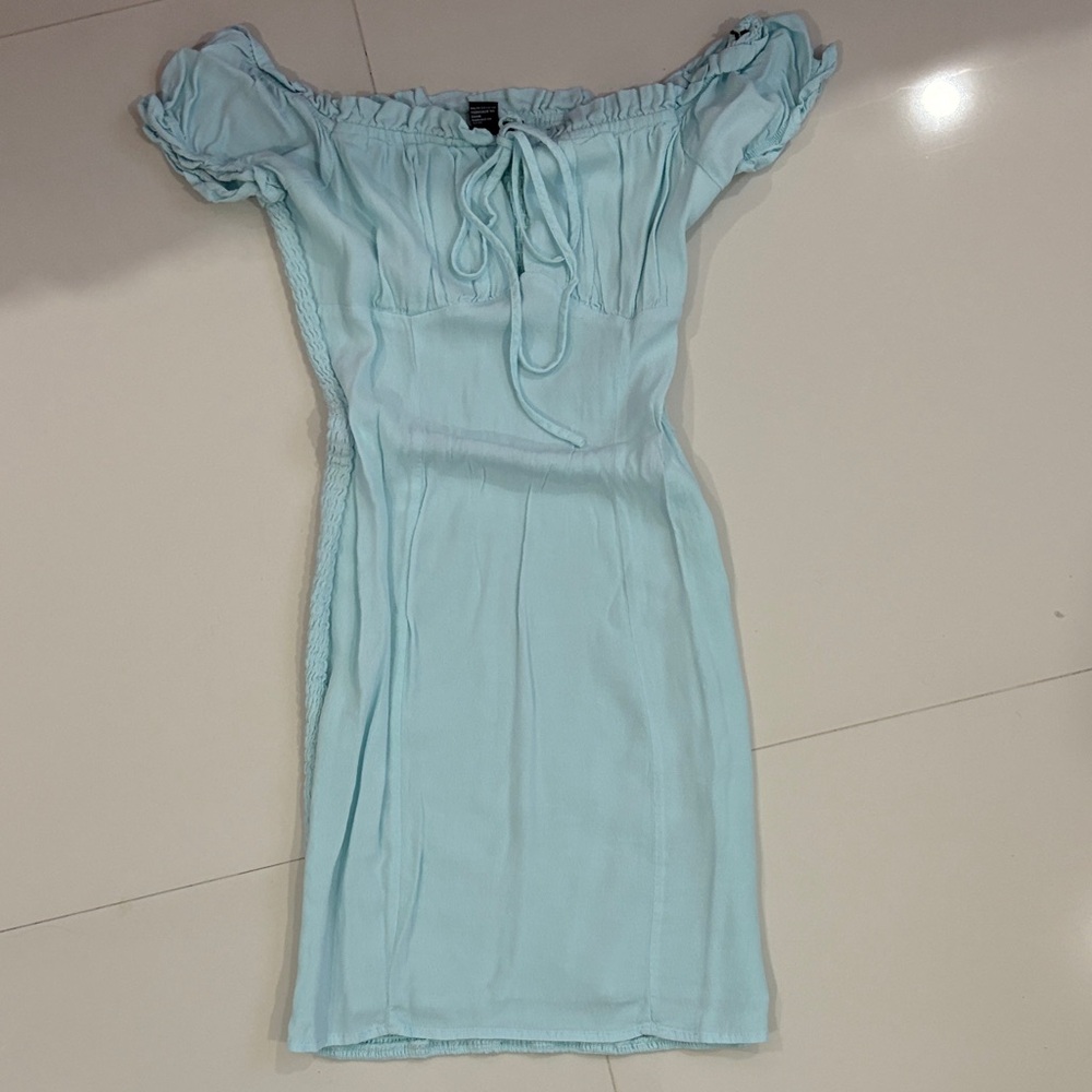 Forever 21 Light Blue Off-Shoulder Mini Dress